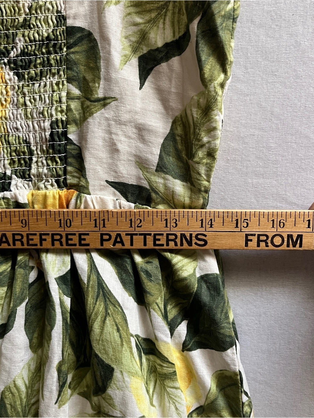 H&M Linen Blend Tropical Leaf Citrus Fruit Print Button Front Midi Dress Sz XS - Picture 8 of 10